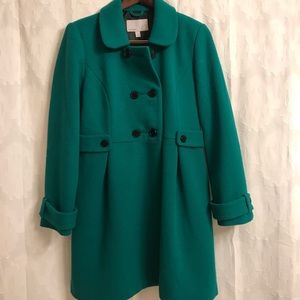 Long Green Pea Coat- Large